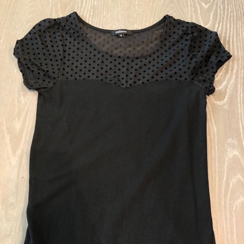 Polka dot black short sleeve shirt